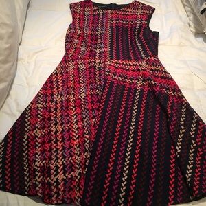 Anthropologie navy and multicolor swing dress